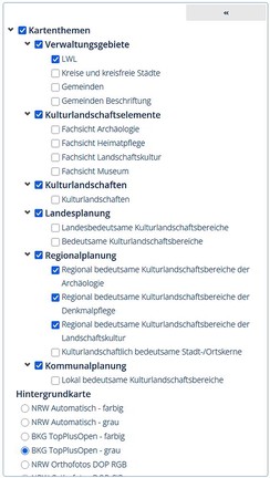 Auswahlliste für die Kartenthemen. (Zum vergrößern auf das Bild klicken.)